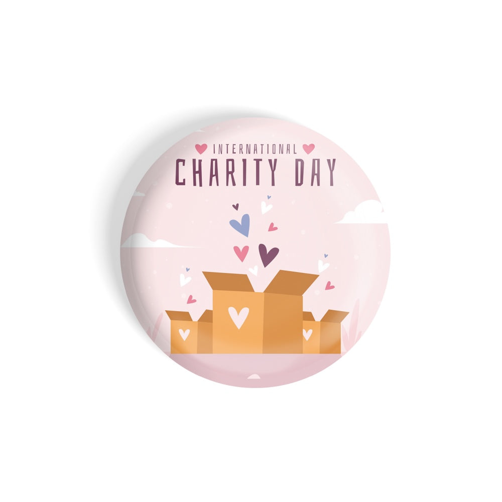 dhcrafts Round Fridge Magnet Pink Charity Day Glossy Finish Design Pack of 1 (58 mm)